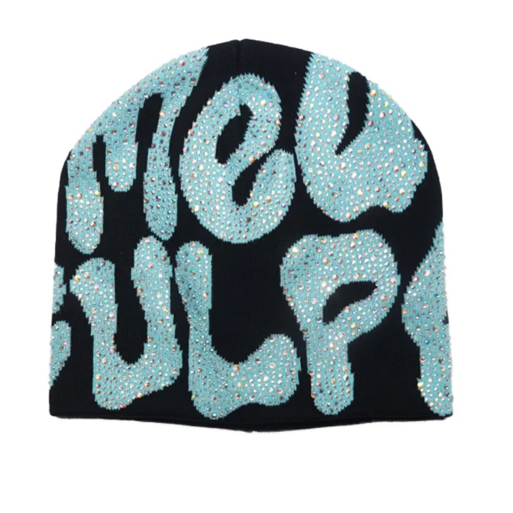 MEA CULPA RHINESTONE FUN DAY BEANIE BLUE/TEAL